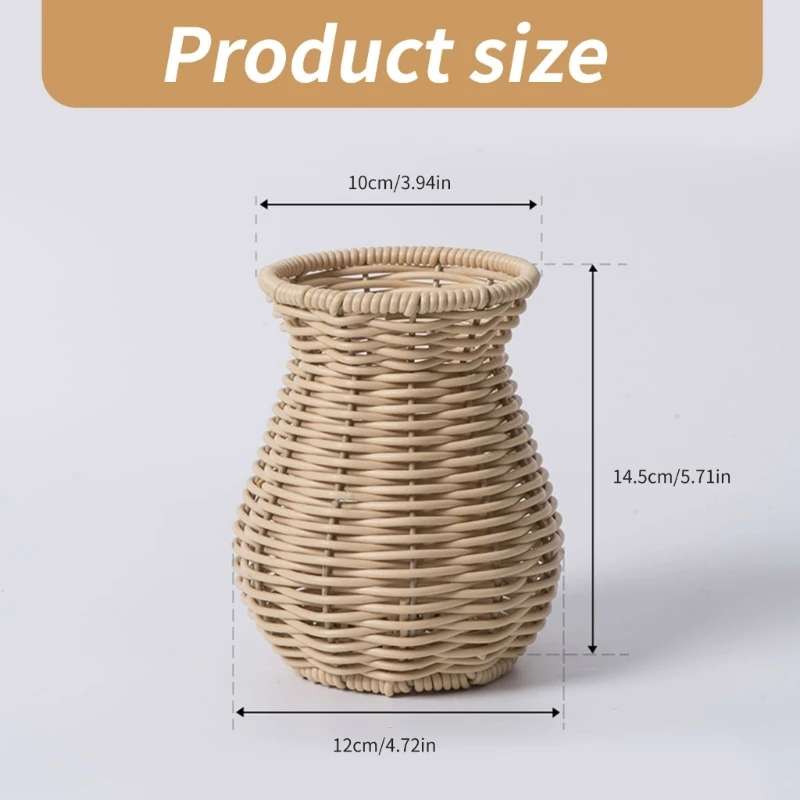 Rattan Vase Woven Vase Durability and Waterproof Home Table Dried Flower Decors 6