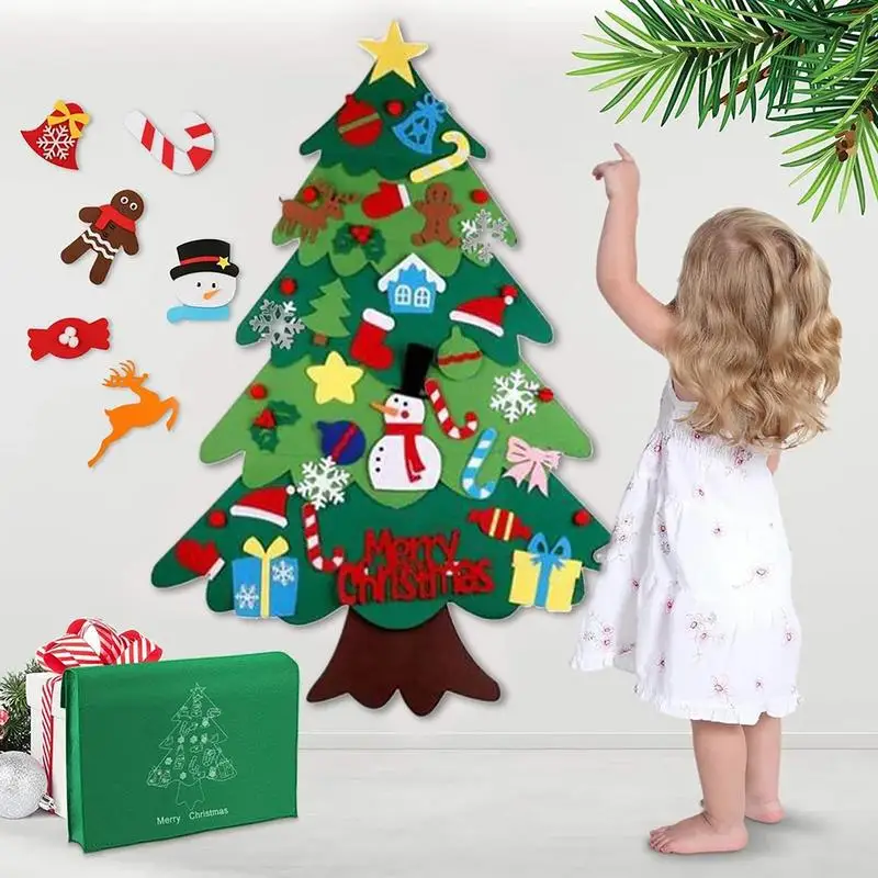 New Felt Christmas LED Tree Pendant Non-woven DIY Decorative Pendant | 21pcs Kids Toddler With Detachable Ornament Home Decor