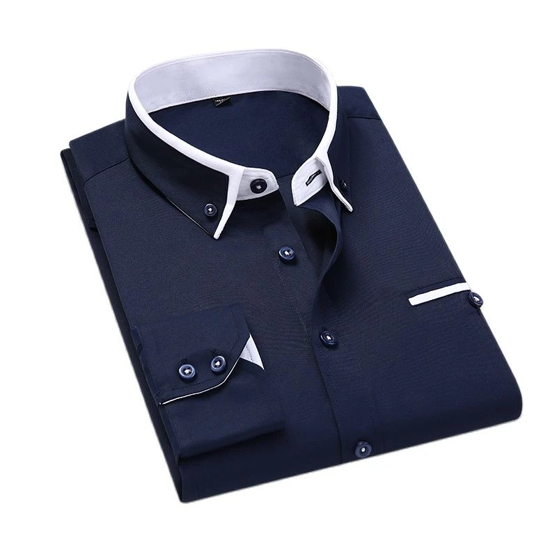 2021 Spring Autumn Business Dress Shirt Men Cotton Male Casual Long ...