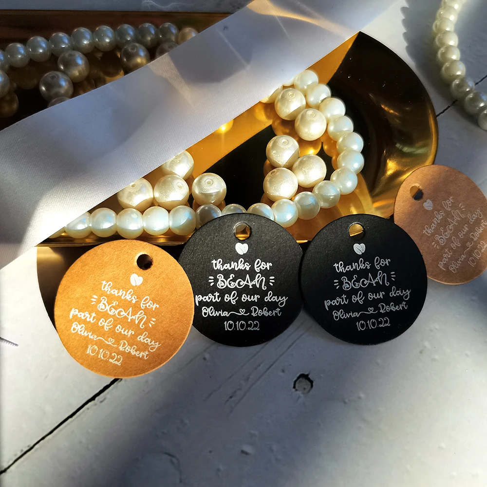 

BY33-35mm Diameter White Label Products Paper Label Customization Black Label Kraft Paper Tag Price Tags For The Store