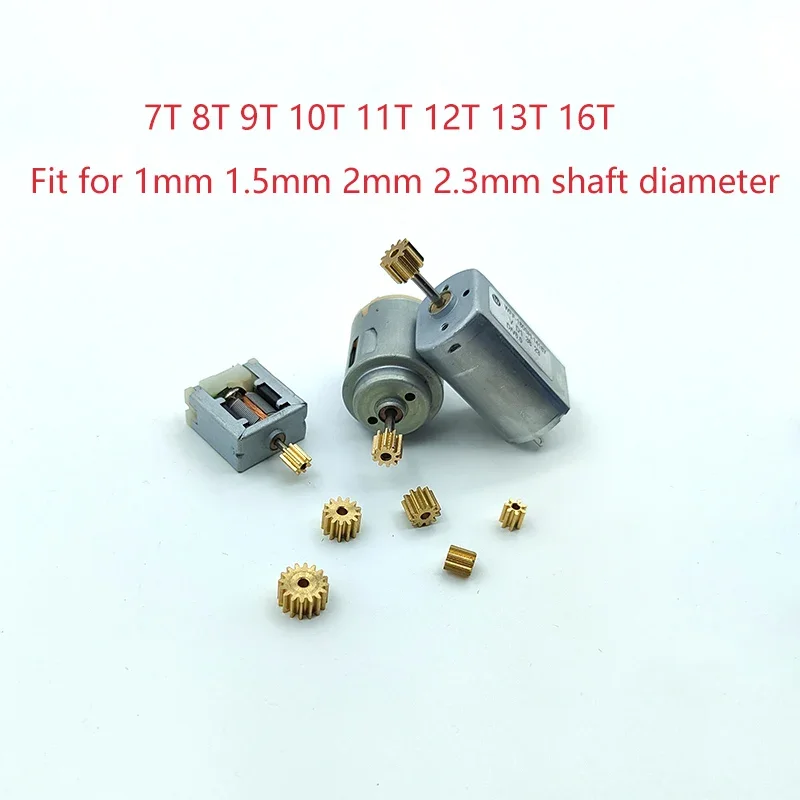 0.5M Modulus 7T 8T 9T 10T 11T 12T 13T 16T Teeth Metal Copper Brass Gear Motor Spindle Fit 1mm 1.5mm 2mm 2.3mm Shaft Diameter