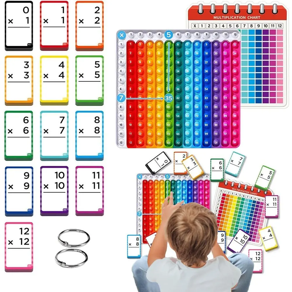 Times table chart multiplication flash card preschool education multi-math cards pop-it math fidget toy learning tool
