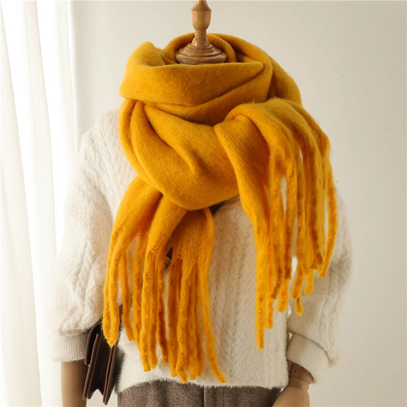 thumbnail image 1 of Bufanda de invierno para mujer, cachemira, cálida, sólida, pashmina, manta, envolturas para mujer, gruesa, suave, bufanda, chal con borlas grandes, poncho largo, echarpe, 1 of 5