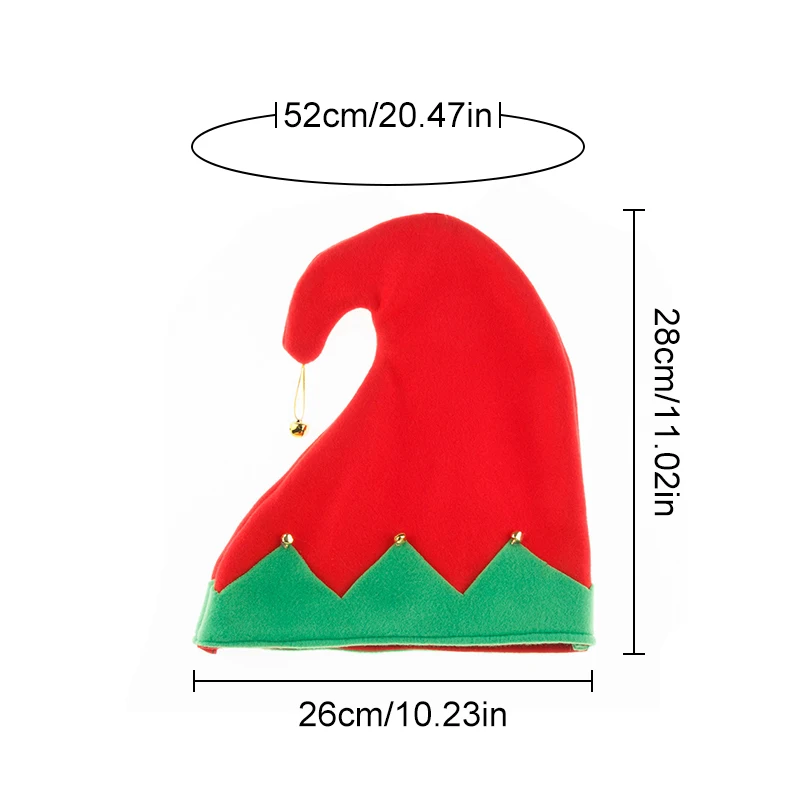 1PC Elf Cap Christmas Party Hat with Metal Bell Decoration Christmas Santa Hats for Adults and Children Festival Costume Prop