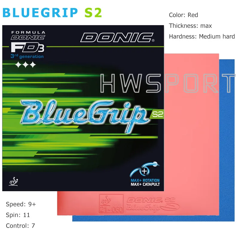 DONIC BLUEGRIP S1 S2 C1 C2 Tischtennis-Gummi, klebrig, voreingestellte interne Energie, Ping-Pong-Gummi mit Kuchenschwamm, hergestellt in Deutschland – Detail 4