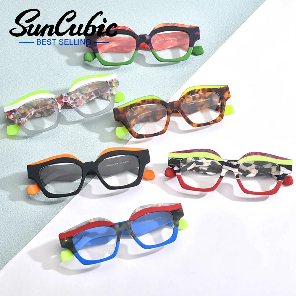 

SunCubic New Candy Color Optical Spectacle Frame Women Cat Eye Acetate Anti Blue Light Computer Glasses Lady Eyewear JS6698
