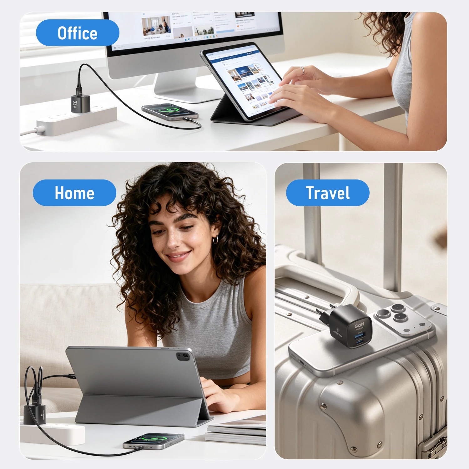 33W GaN USB-C Portable Fast Charger with Dual Ports