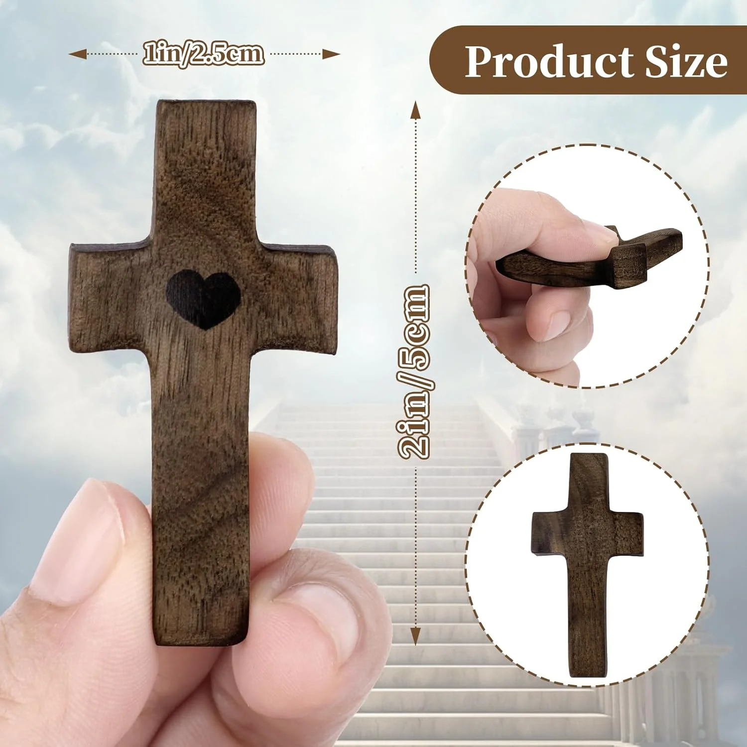 Wooden Pocket Cross Set 6