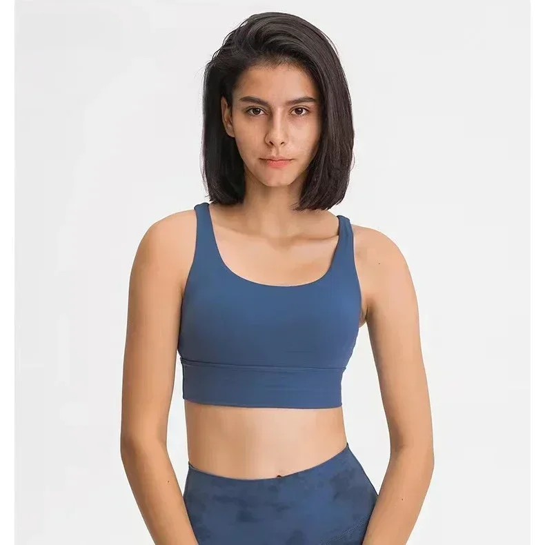 Lemon CLASSIC Cross Strap Workout Sports Bras Top for Women Padded Mid Support Naked Feel Fitness Yoga Bra Athletic Brassiere