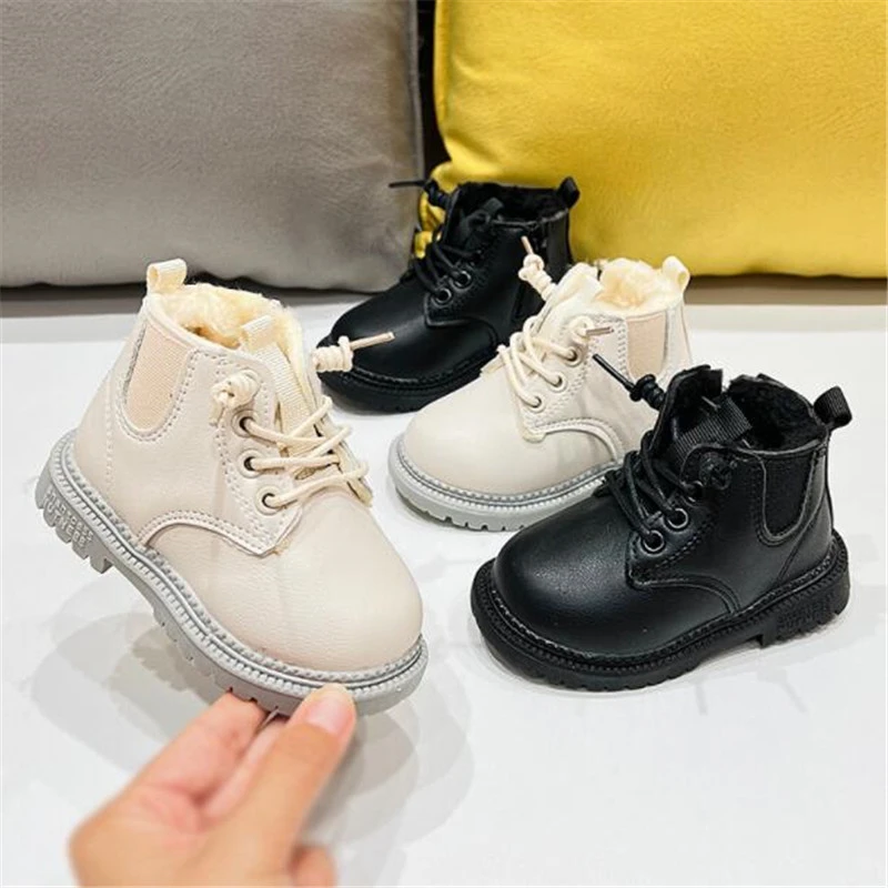 Kids Leather Ankle Boots Waterproof Children Chelsea Boots Boy Girls Winter Snow Boots Fashion Toddl