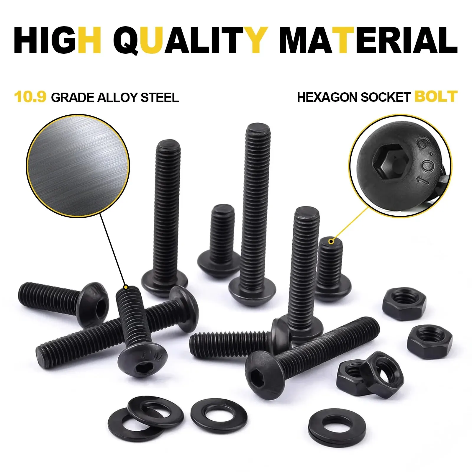 261PCs Push-Button Hex Screw & Accessory Sorting Kit-Black Oxide Finish, Allen Drive, Ideal for Woodworking & Bicycle Repair