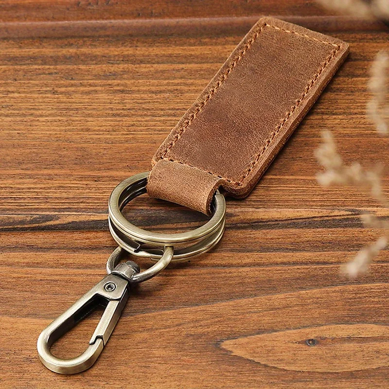 Vintage Leather Keychain - Premium Car Key Fob Accessory