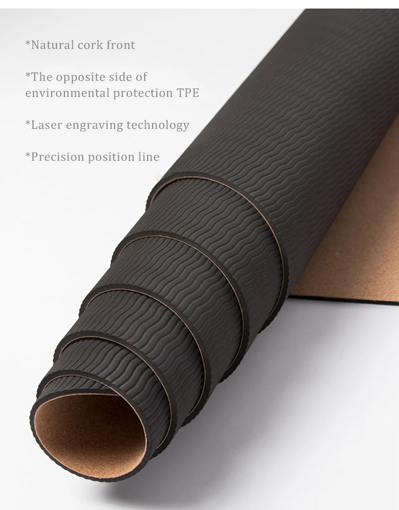 4mm Natural Cork TPE Printed Yoga Mat Non-slip Esterilla Yoga Sweat-absorbing Home Fitness Pad Gymnastics Pilates Mats With Bag
