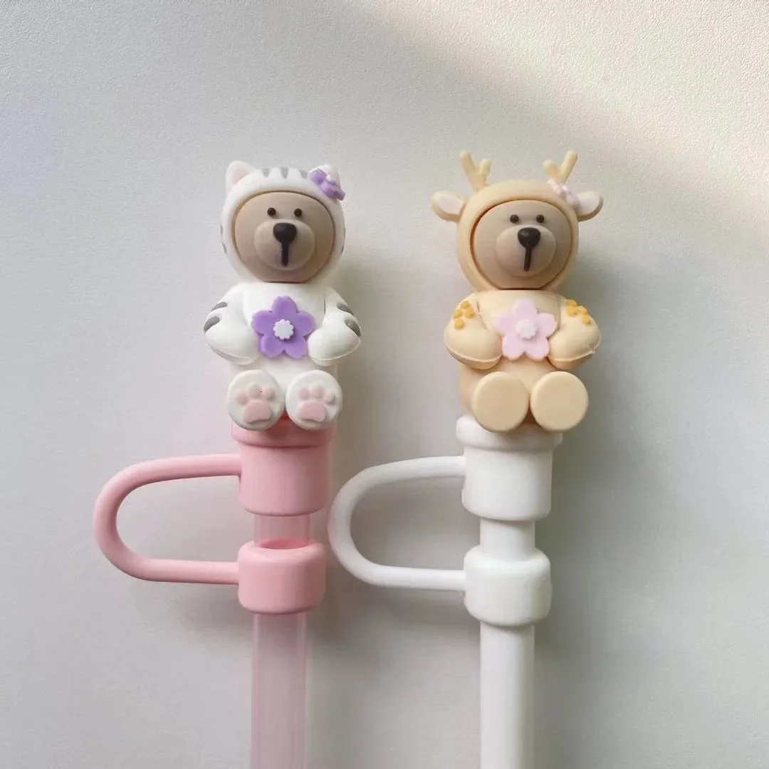 Straw Accessories 1pc Silicone Straw Plug for 6-8 mm Straws Splash Proof Cartoon Drinking Dust Cap Straw Tips Cover Cup Accessories Drinkware Tool straw accessories straw cleaner brush