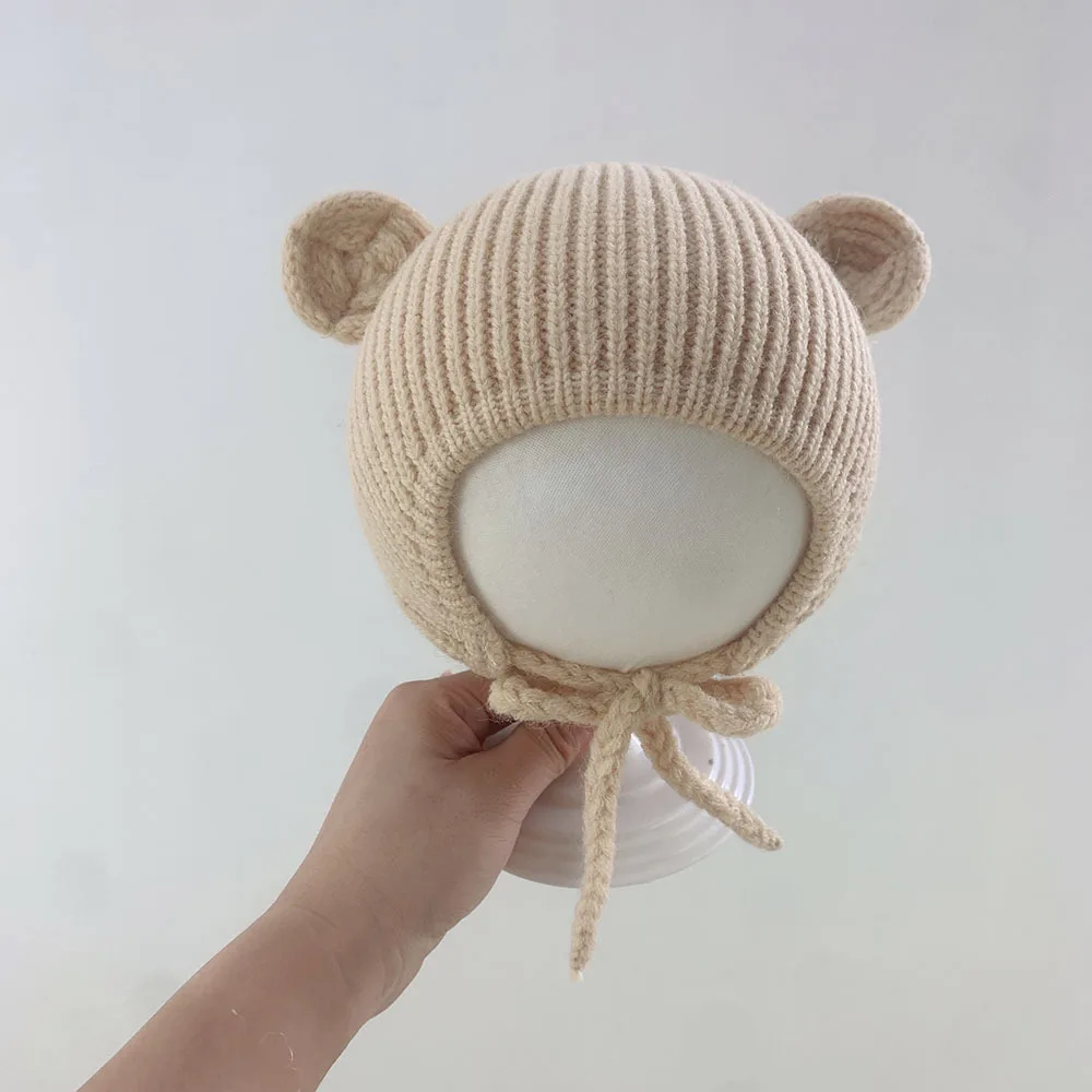 Nouveau-né 0-6 Mois Chapeau Coton Ours Oreilles Garçons
