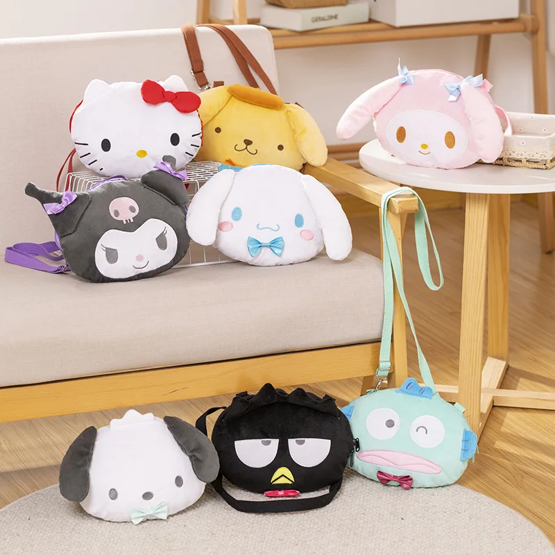 

Sanrio плюшевые сумки через плечо Kuromi Cinnamoroll My Melody Kawaii милый мультяшный Студент Открытый телефон снэки монеты для хранения игрушек