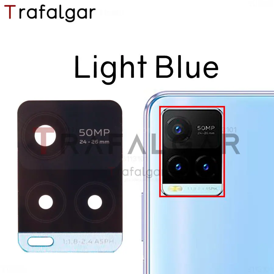 Vivo Y21S Y21T Y33S Y33T 용 후면 카메라 유리 렌즈, 접착 스티커 교체 V2110 V2135 V2109