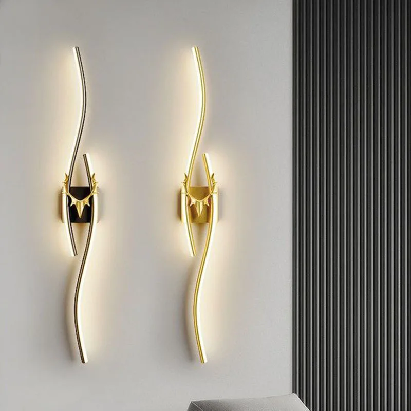 

Modern Wall Lamp LED Black Gold Antler Background Decorative Light For Living Room Bedroom Bedside Indoor Light Fixture Sconce