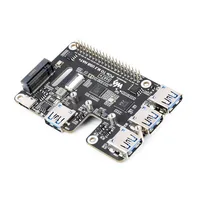 PCIe To USB 3.2 Gen1 And M.2 HAT For Raspberry Pi 5 Supports NVMe Protocol Solid State Drive Expands 4-Ch USB 3.2 Ports High 2