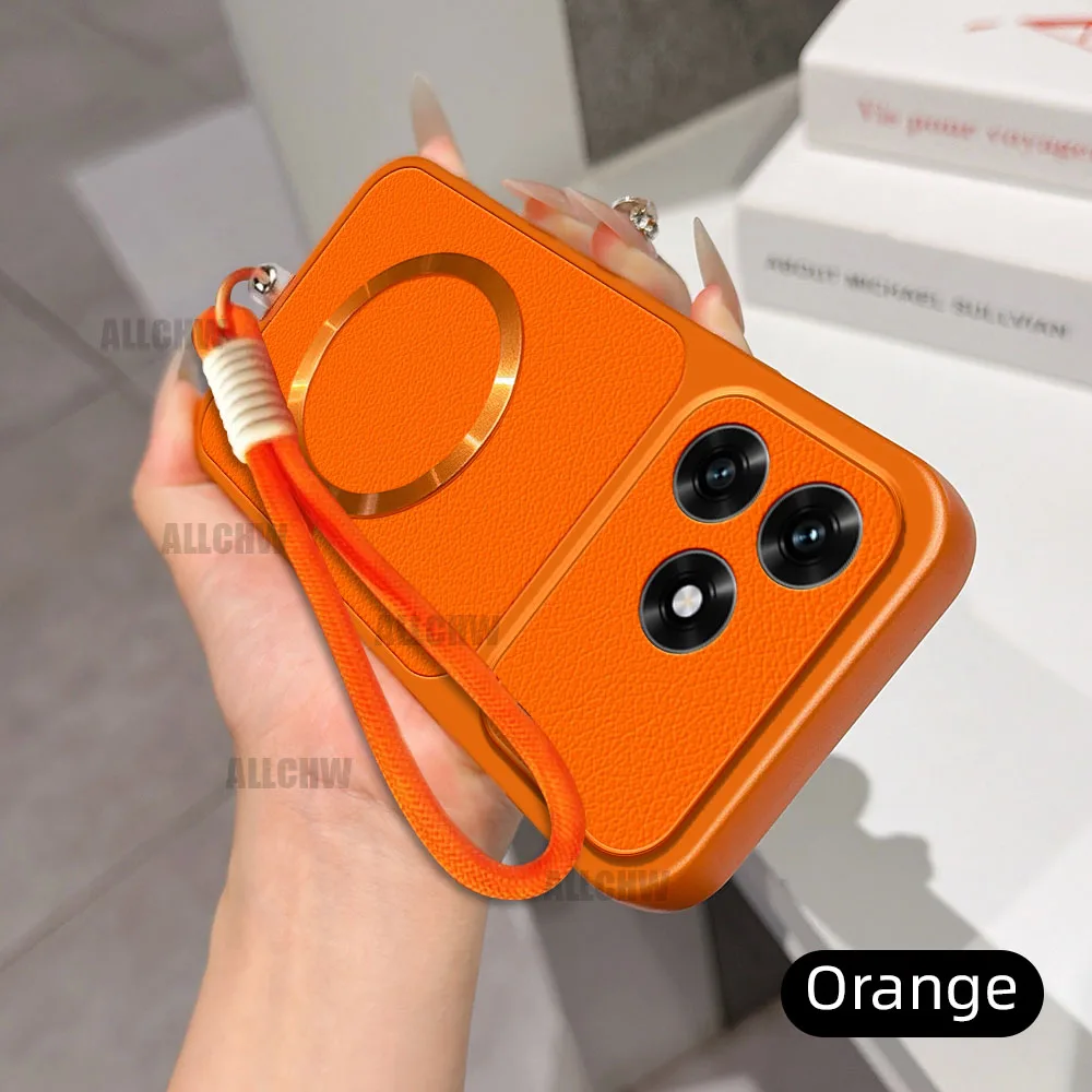 Luxurious Leather Matte Magnetic Hand Strap Phone Case