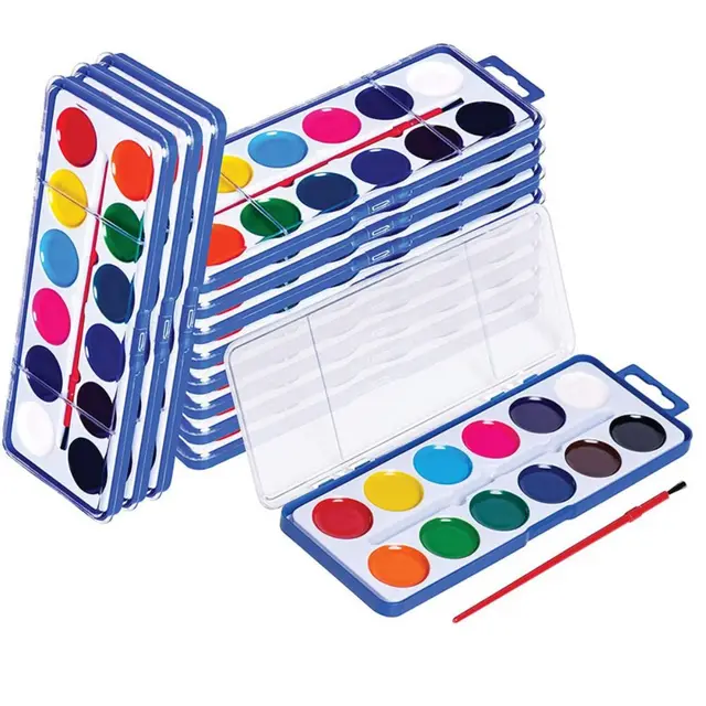 Washable Watercolor Paint Set 8/12/16 Colors With Water Brush Pen Watercolor Paint Palette Portable Water Color Paints 1