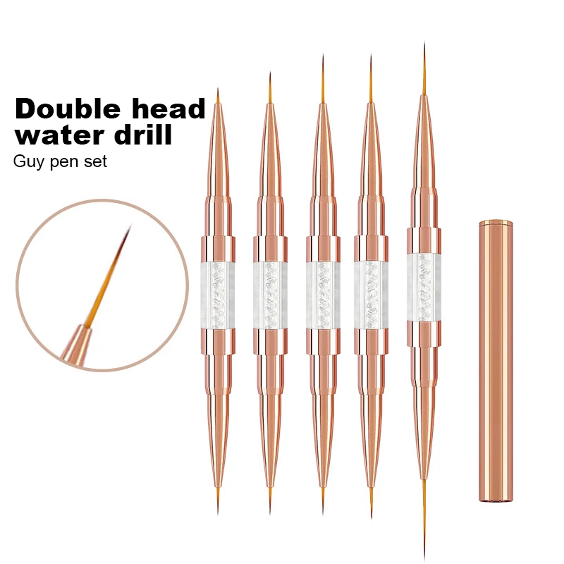 Dual-ended Nail Brush French Stripe Brushes Manicure Liner Brush 3D Tips Ultra-thin Line Drawing Pen UV Gel Painting Brushes 2
