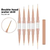 Dual-ended Nail Brush French Stripe Brushes Manicure Liner Brush 3D Tips Ultra-thin Line Drawing Pen UV Gel Painting Brushes 2