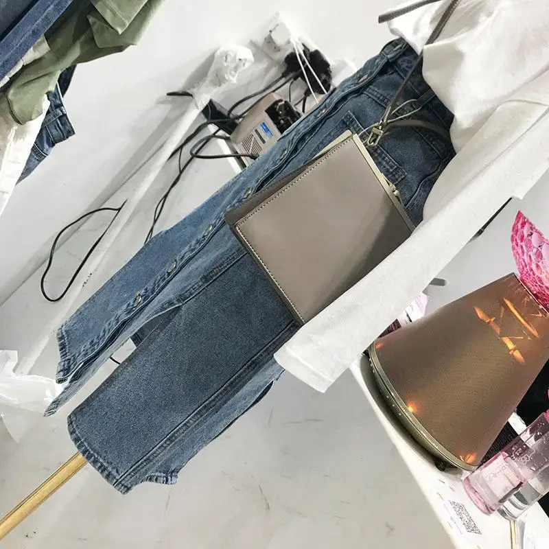 black denim skirt Korean S-5XL Plus Size Single Breasted Denim Women Skirts Vintage High Waist Pockets Saias Femme Streetwear Faldas Mujer tennis skirt outfits