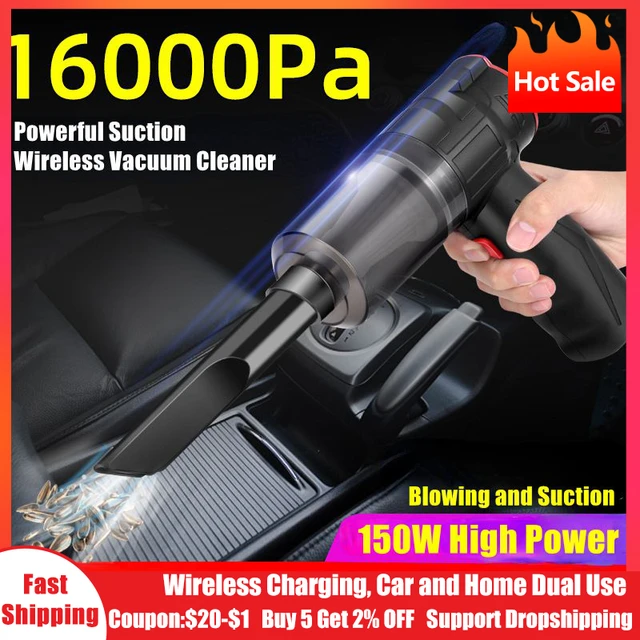 Aspirapolvere portatile senza fili per auto aspirapolvere portatile 16000Pa  per auto e casa aspirapolvere ad aspirazione forte e aeratore 2 in1 -  AliExpress