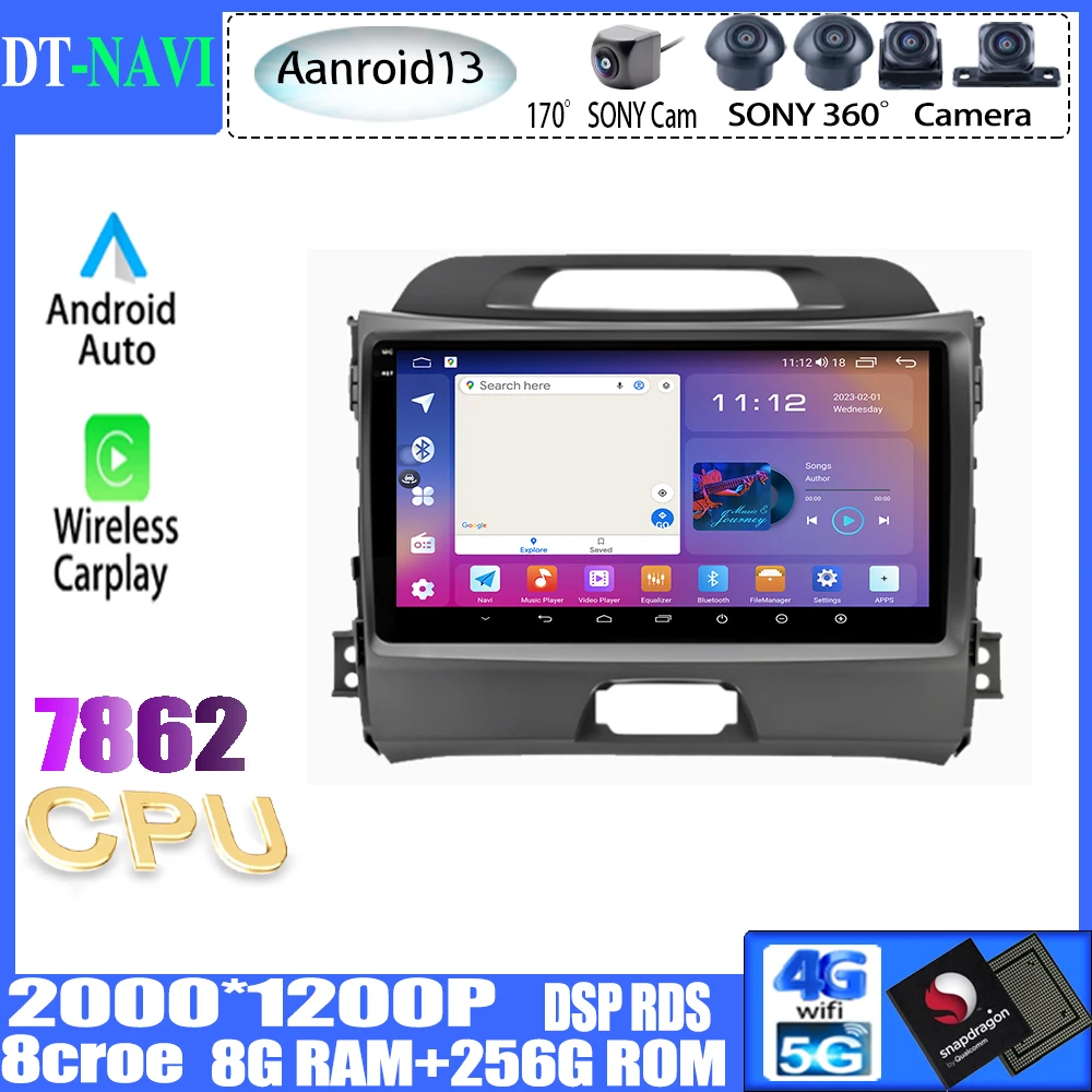 

For KIA Sportage 3 2010-2016 Car Radio Stereo Multimedia Video Player Navigation GPS Android 13 WIFI BT 4G LTE DSP No 2din dvd