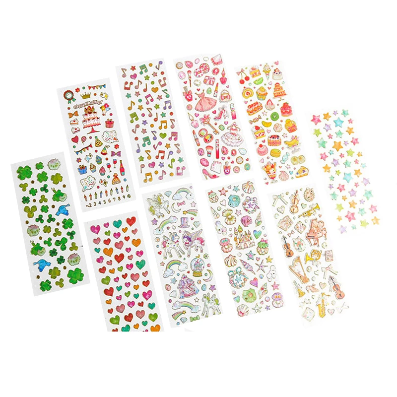 

40packs/lot Korean Version Of The Cute Hot Stamping Transparent Stickers Scrapbooking Flakes Stationery Ten Styles