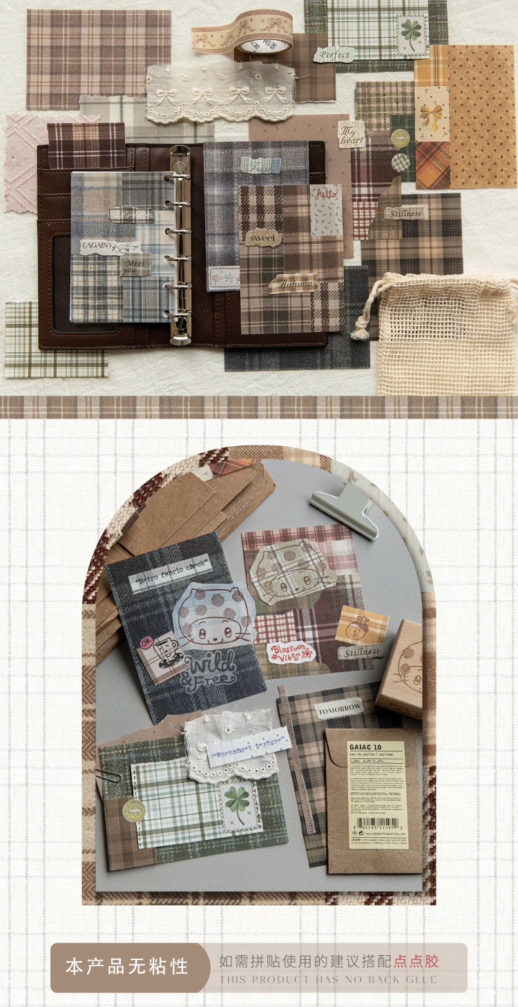 Journal GO 50 Stück Kawaii Plaid Grid Material Papier Notiz Dekoratives Papier Nachricht Memo To Do Liste Büro Schreibwaren – Detail 4