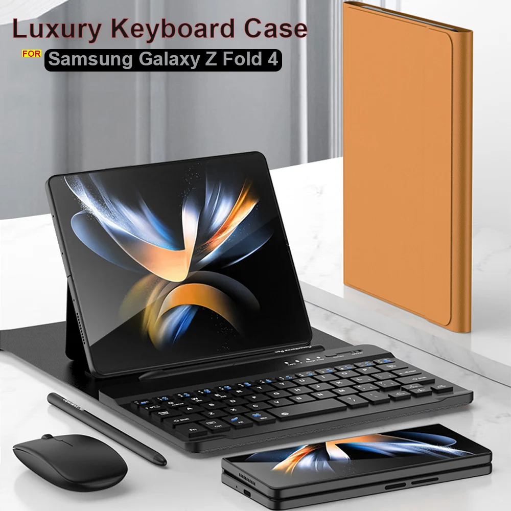 

Luxury Keyboard Case for Samsung Galaxy Z Fold 4 3 Bluetooth wireless keyboard with Stand Magnetic cover Mouse Stylus russia key