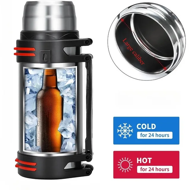 Bouteille Isotherme en Acier Inoxydable, Grande Capacité, Isolée Sous Vide, Contenant l'Eau Chaude, Idéal pour les Voyages en Plein Air 2