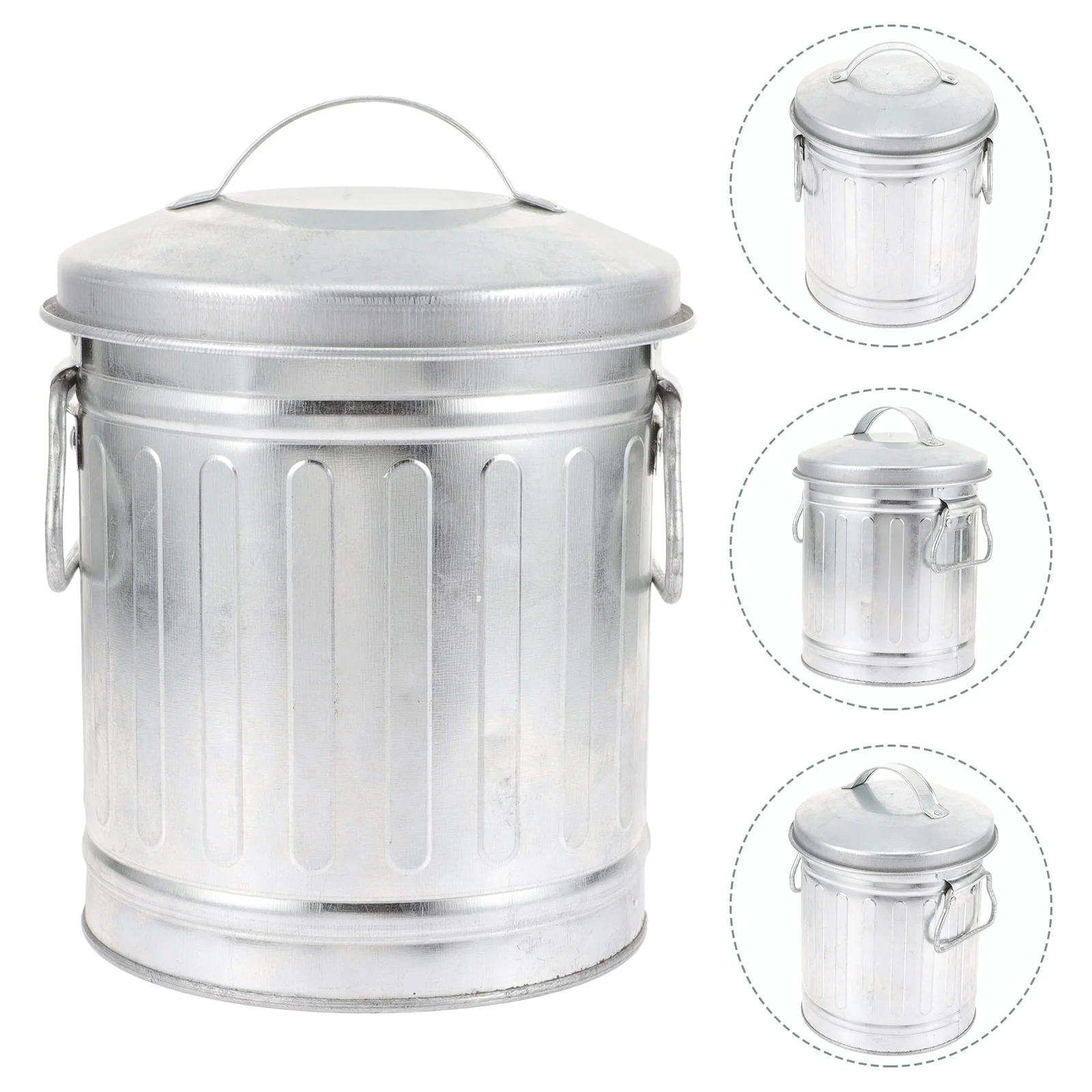 

English title: Ash Bucket Lid Galvanized Iron Metal Fireplace Charcoal Can Coal Small Trash Pen Storage Kitchen Compost Bin
