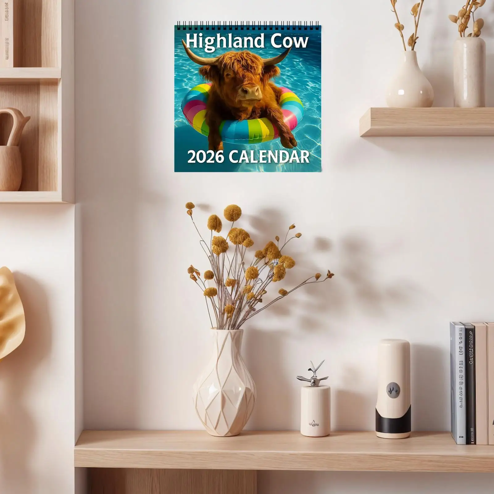 2026 Wall Calendar Highland Cow Calendar 2026 wall Decorations Jan-Dec Thick Paper Monthly Planner Highland Cattle Wall Calendar