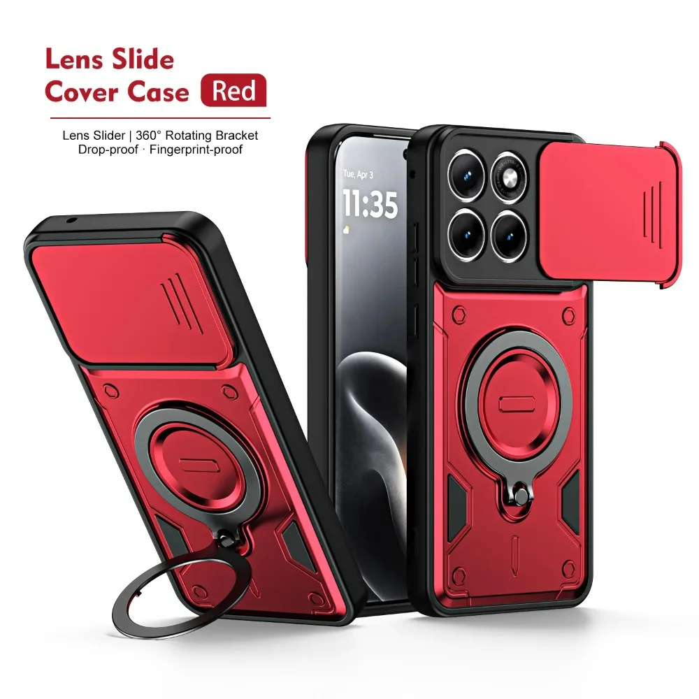 Heavy Duty 360° Rotating Holder Case with Metal Ring and Camera Protection Cover