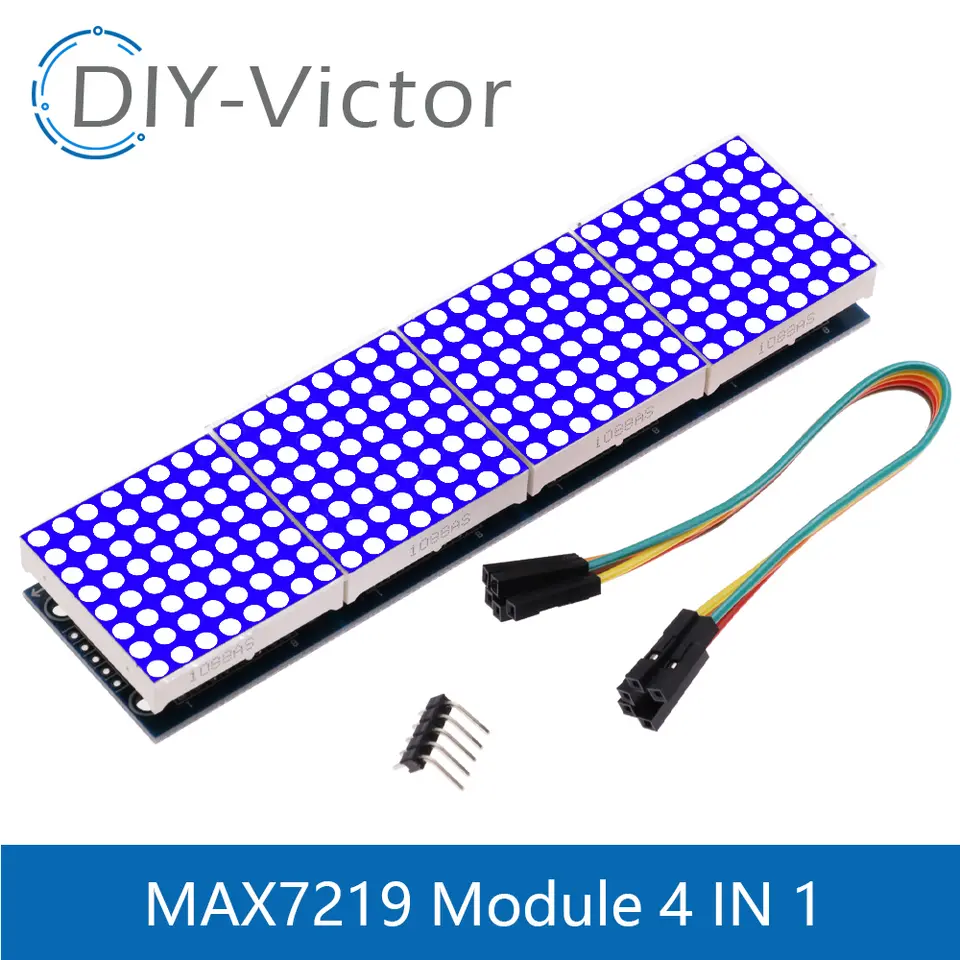 MAX7219 LED Microcontroller 4 In one Display with 5P Line Module 5V Operating Voltage for Arduino DIY 8x8 Dot Matrix Common image 11