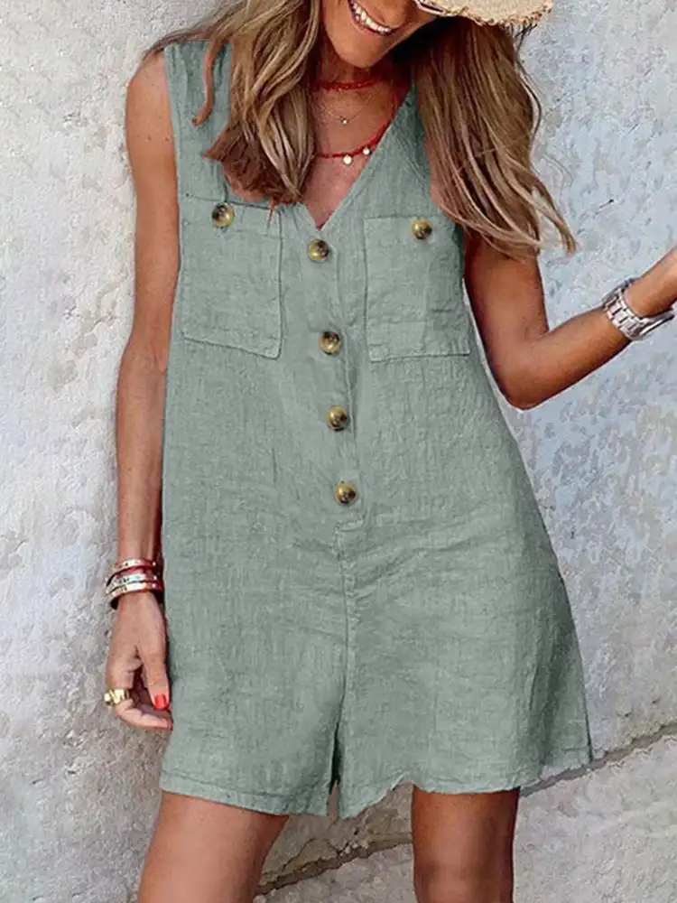 Women Casual Short Jumpsuit Sleeveless Rompers 2023 Summer Jumpsuits Loose Harajuku Oversized Shorts Overalls Womens Clothing