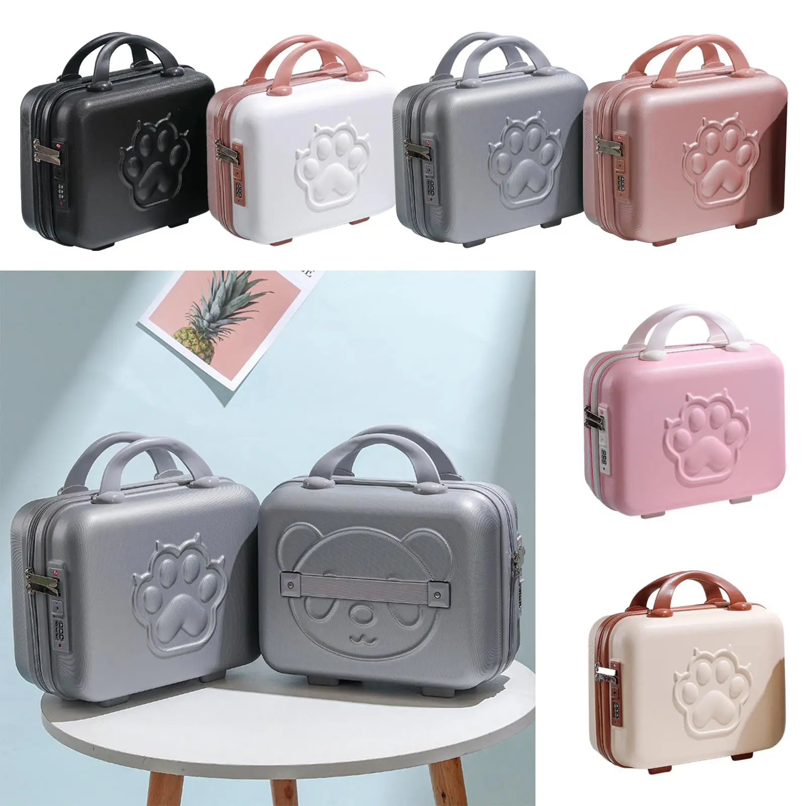 Small Suitcase Case with Handle Portable Small Password lock Cosmetics
