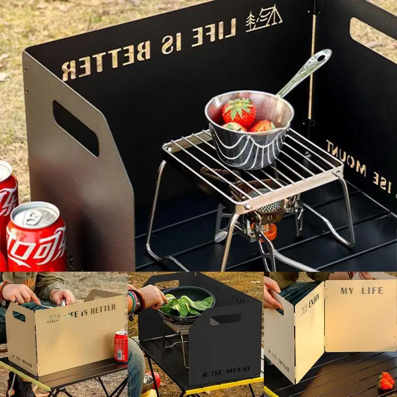 

Camping Burner Windshield Outdoor Folding Stove Wind Shield Lightweight Picnic Cassette Stove Windproof Cooking Burner Screen