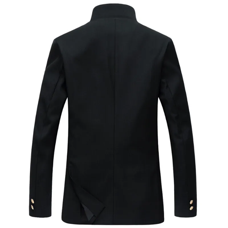 Mens Blazer Men Black Slim Tunic Jacket Single Breasted Blazer Japanese School Uniform College Coat mens blazer
