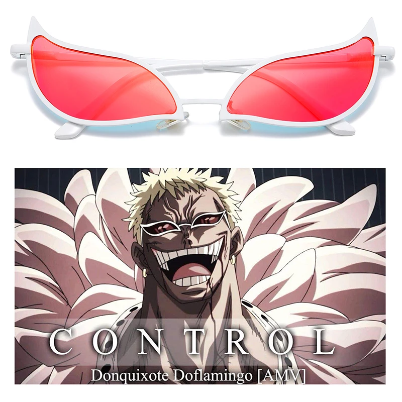 One Piece Doflamingo Sunglasses Cosplay Glasses Anime Cat Eye Sunglasses  for Women Men Funny Christmas Gifts Cartoon Party Props