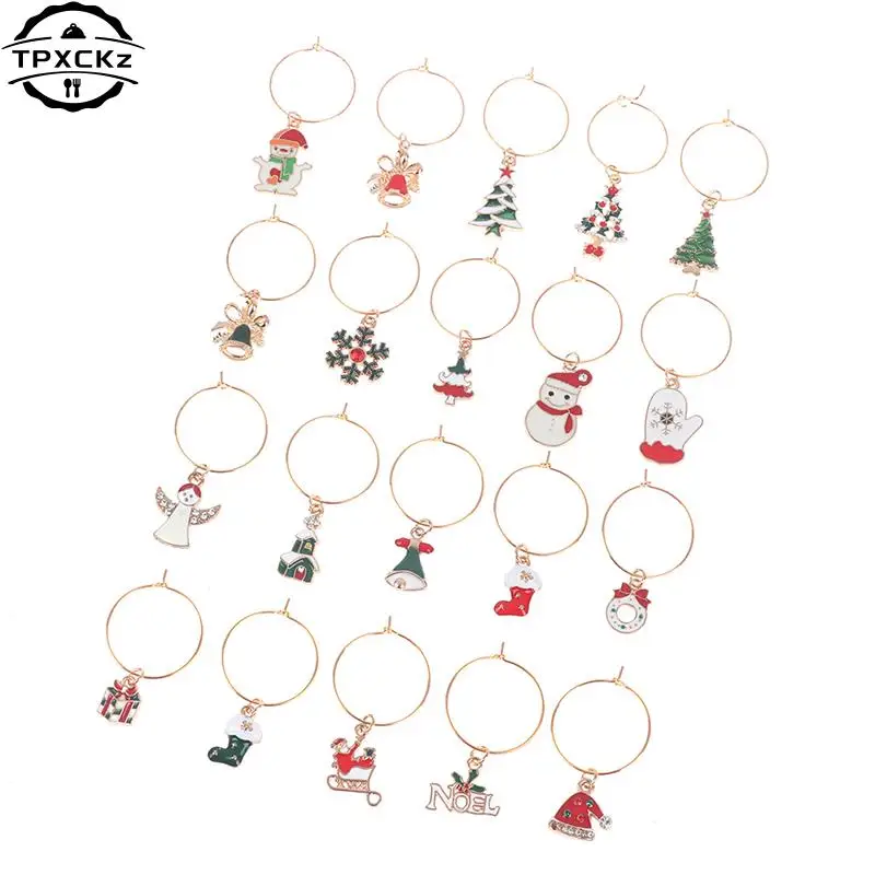 20pcs Christmas Wine Glass Charms Delicate Useful Durable Wine Cup Tags Cup Decorations Markers For House Party
