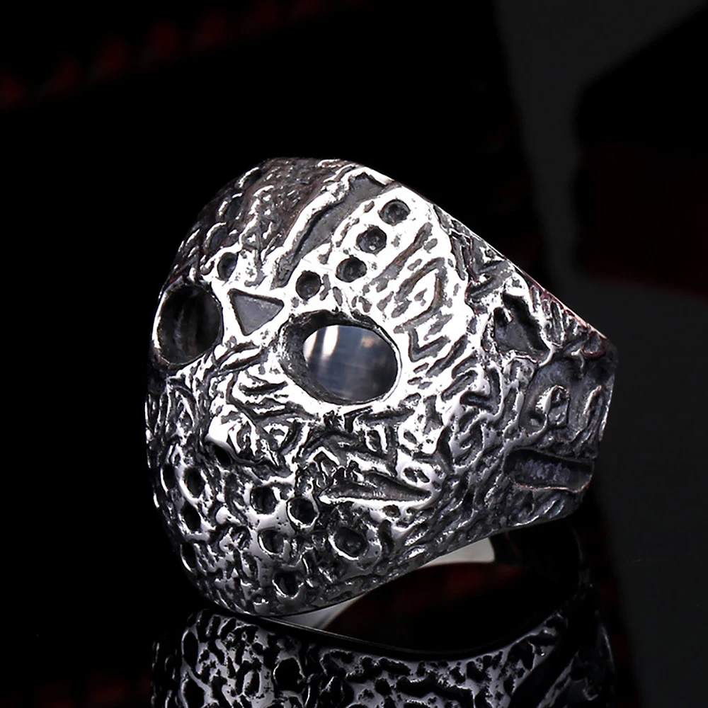 Anello Vintage In Acciaio Inossidabile Black Friday Killer Jason Mask Ring Per Uomo Donna Skull Mask Rings Cool Biker Party Jewelry All'Ingrosso