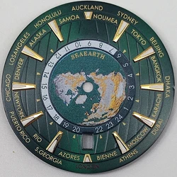 Green & Blue Luminous Watch Dial with Date Window, 33.5mm (R1)