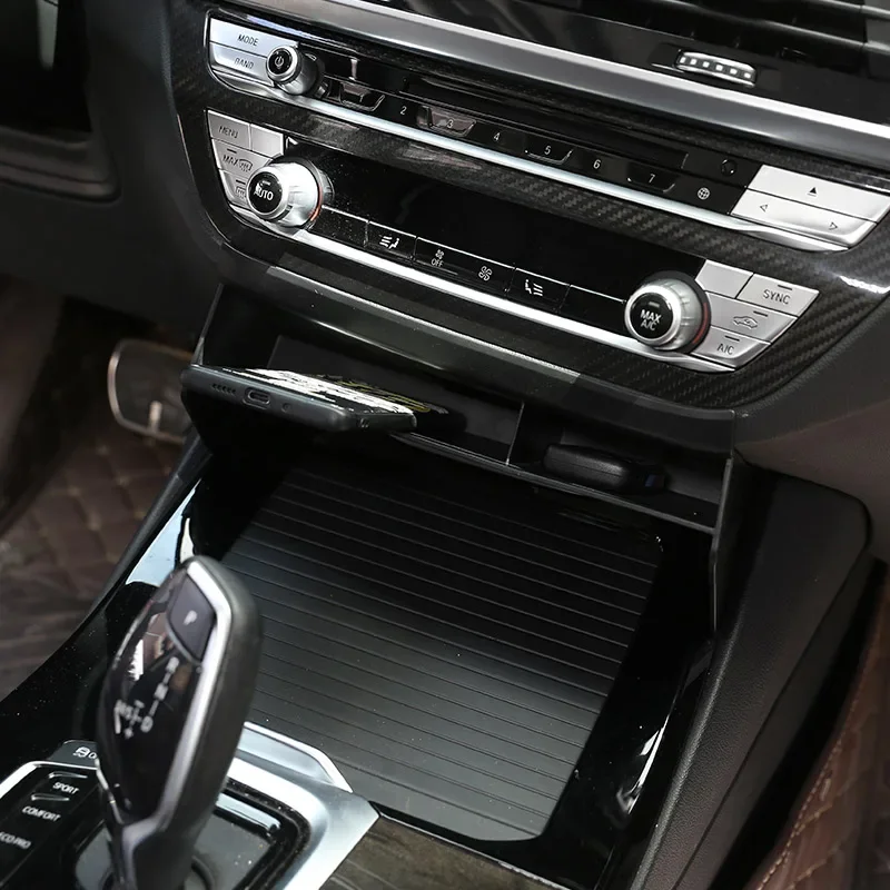 For BMW X3 X4 G01 G02 2018-2022 ABS Black Car Central Control Storage Box Phone storage Sundries box Car Accessories