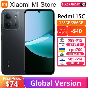 Redmi 15C Global Version Xiaomi Smartphone MediaTek Helio G81-Ultra 50MP main camera 120Hz 6.9" Dot Drop display 33W charging