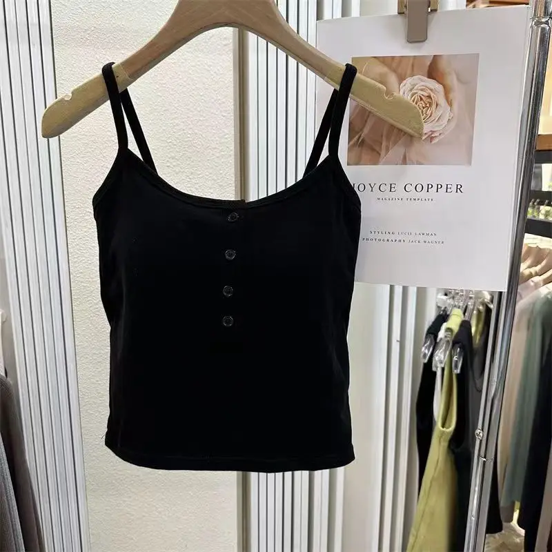 White Stripe Slim Fit Cami Top with Chest Pad