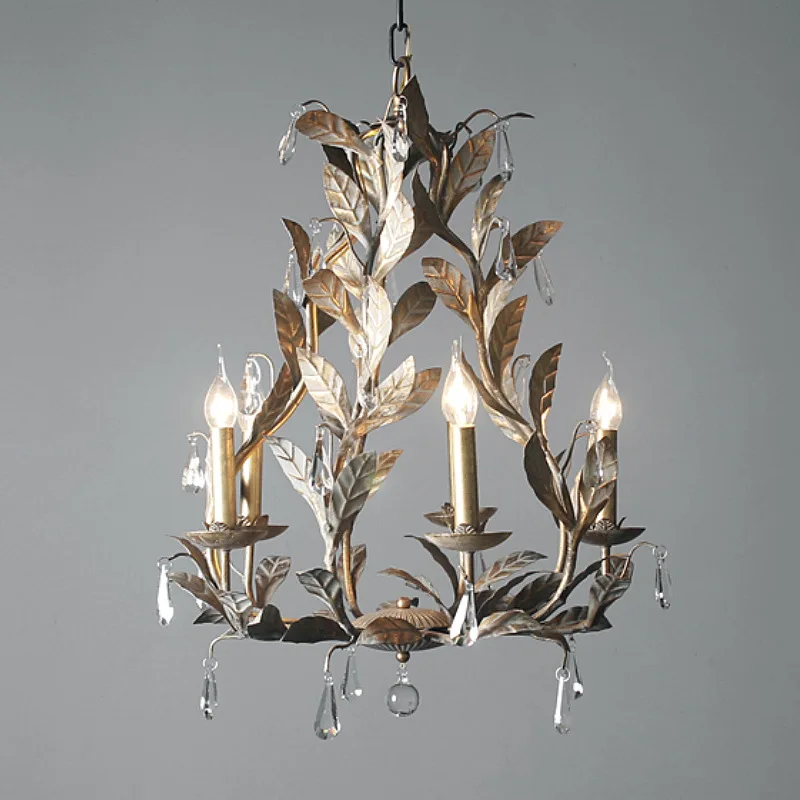 

Vintage metal chandeliers with K9 crystal lustre classic country style antique drop lighting for hallway corridor hanging lights